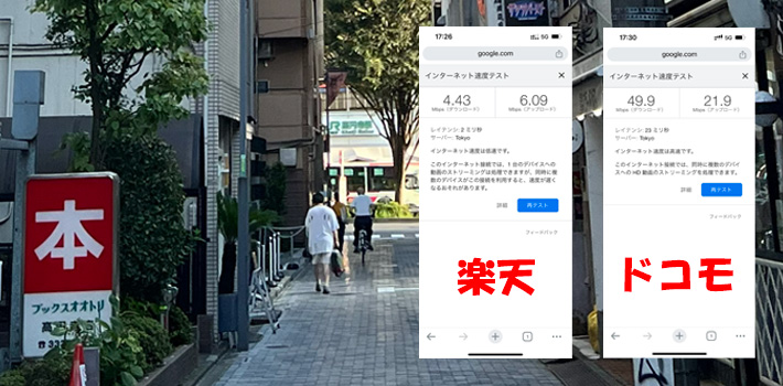 ブックスオオトリ高円寺店付近　楽天モバイル